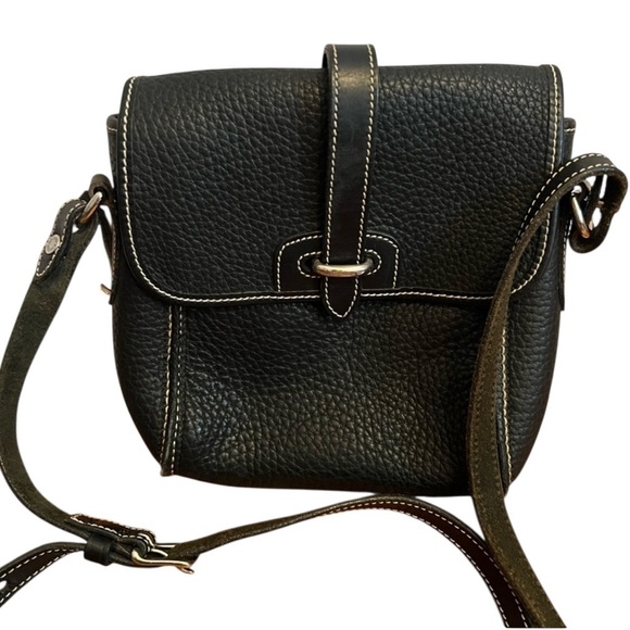 Vintage Dooney & Bourke Equestrian Crossbody Bag-Black AWL Leather - Picture 1 of 11